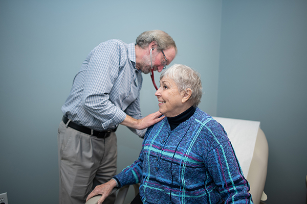 physician and patient during an exam 