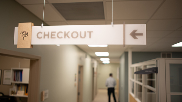 photo of clinic checkout sign 
